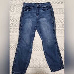 Judy Blue Jeans with Braided Side Seam - High Waisted Relaxed Fit